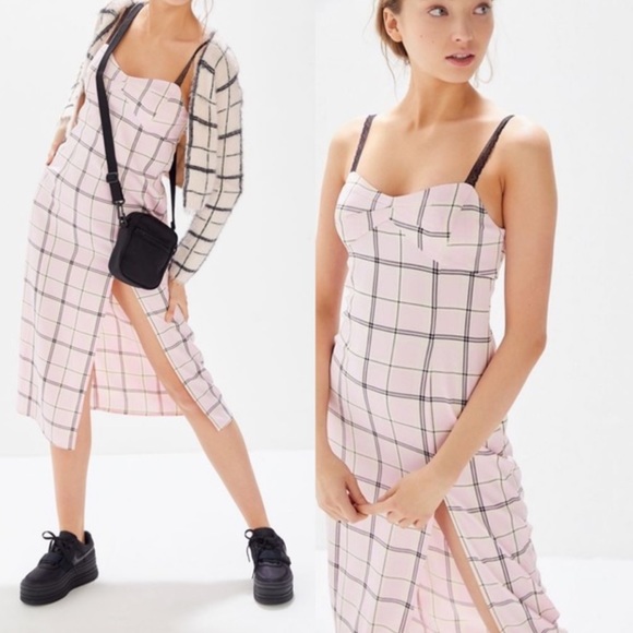 Urban Outfitters Cher Plaid Satin Midi Dress - Picture 7 of 7